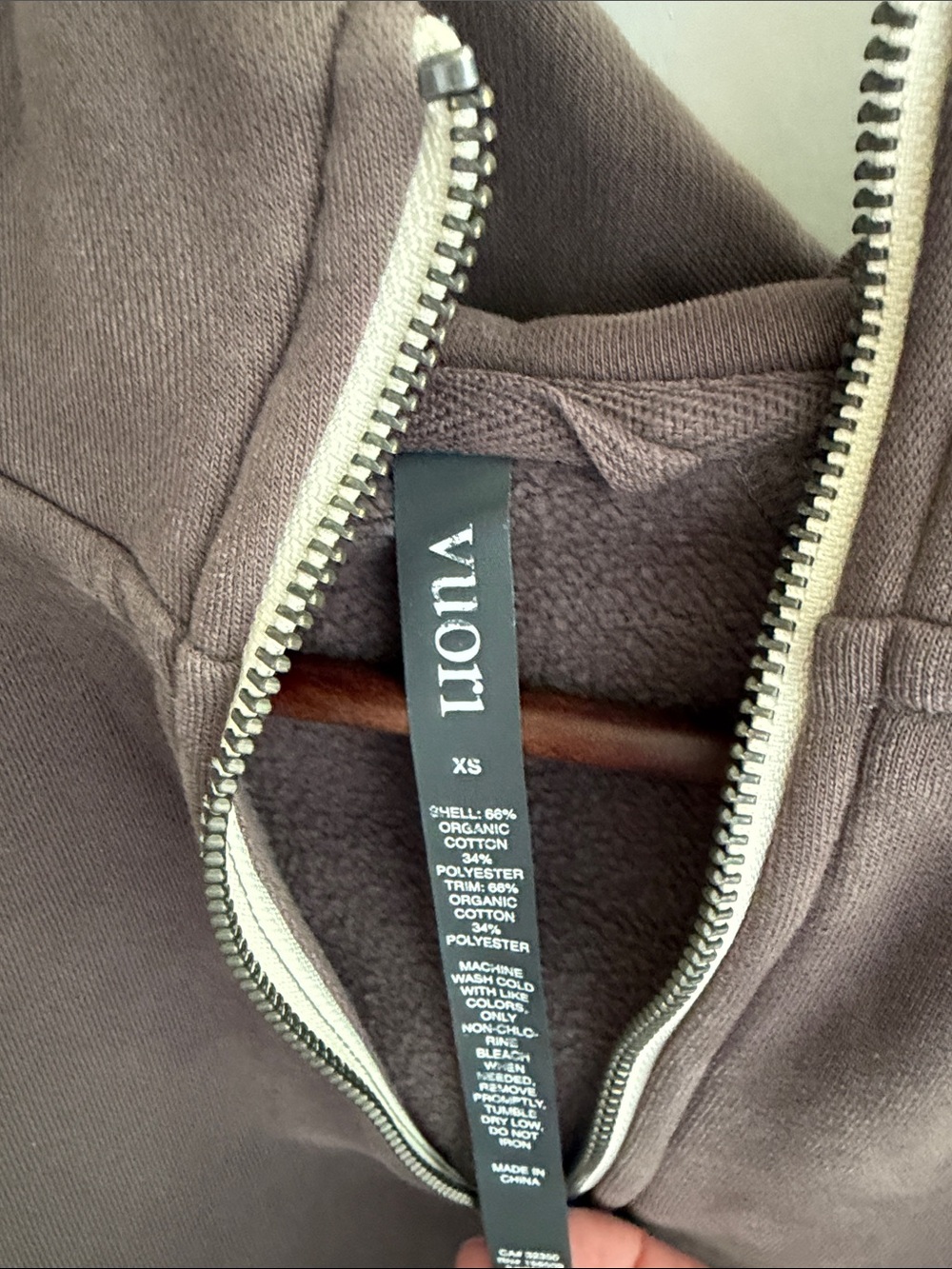 Vuori Restore Quarter-Zip Hoodie in Soft Brown - Picture 2 of 3